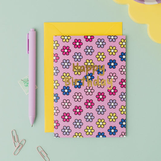Colourful Flower Birthday Card
