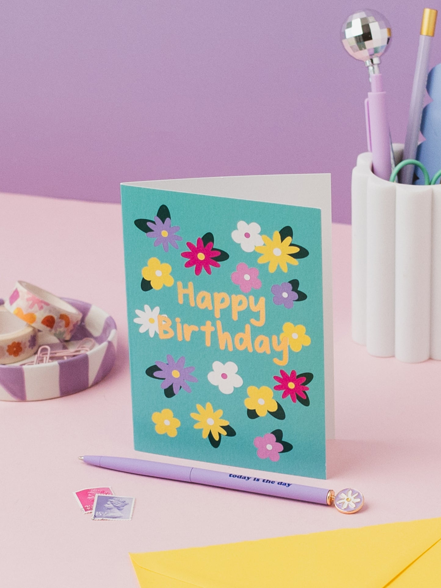 Floral Gold Foil Birthday Card