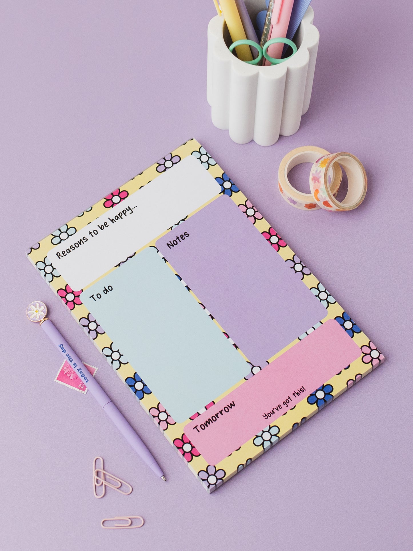 Cute Flower Print A5 Day Planner Notepad