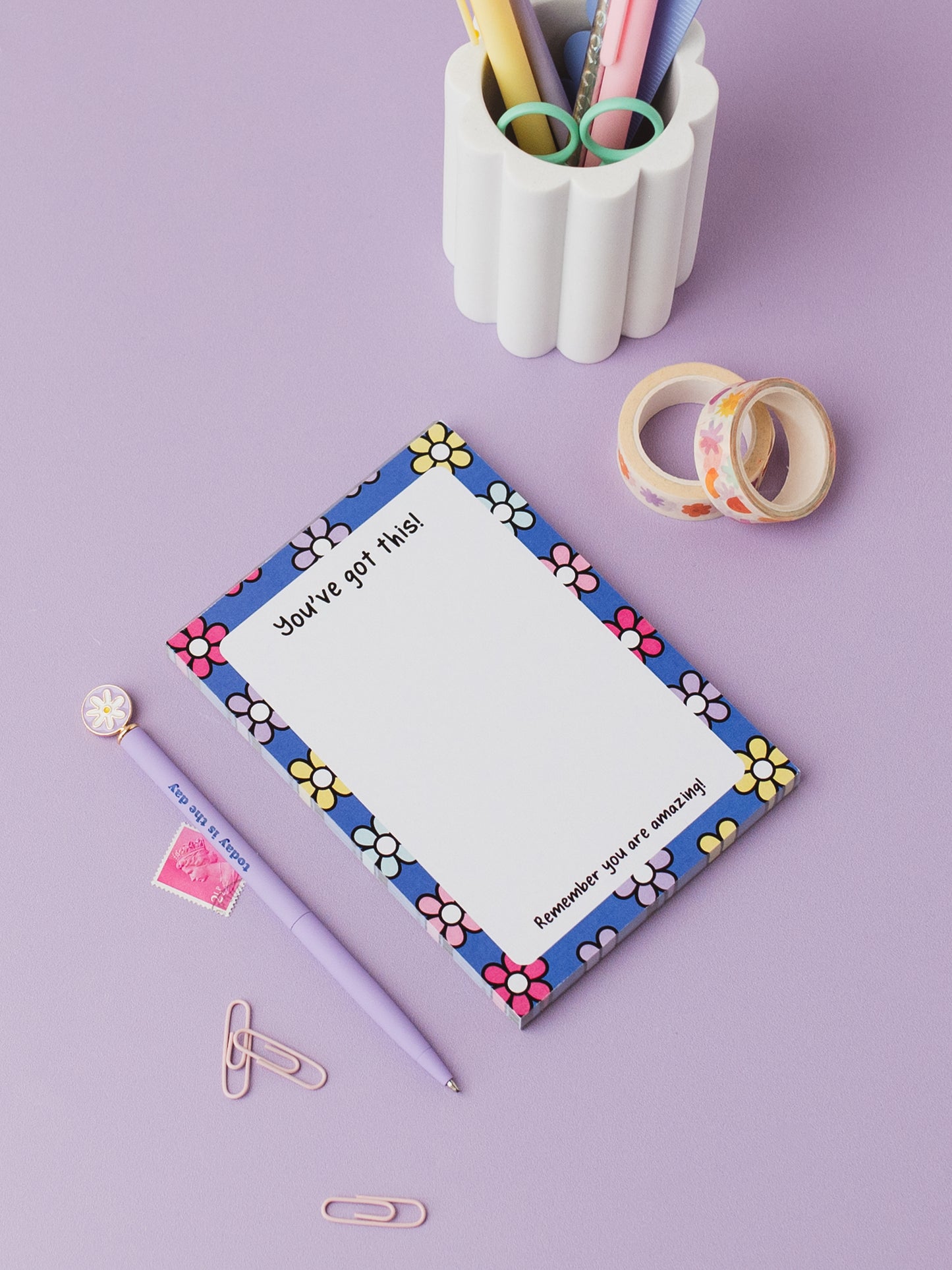Cute Flower Print A6 To Do List Notepad