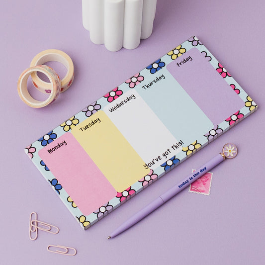 Cute Flower Print Weekday Notepad