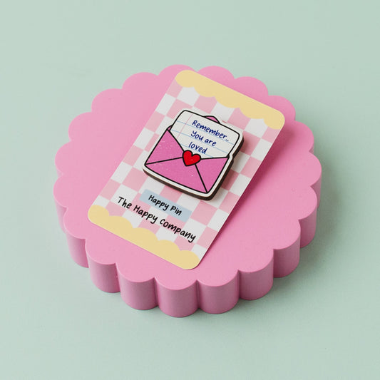 Love Letter Wooden Pin Badge