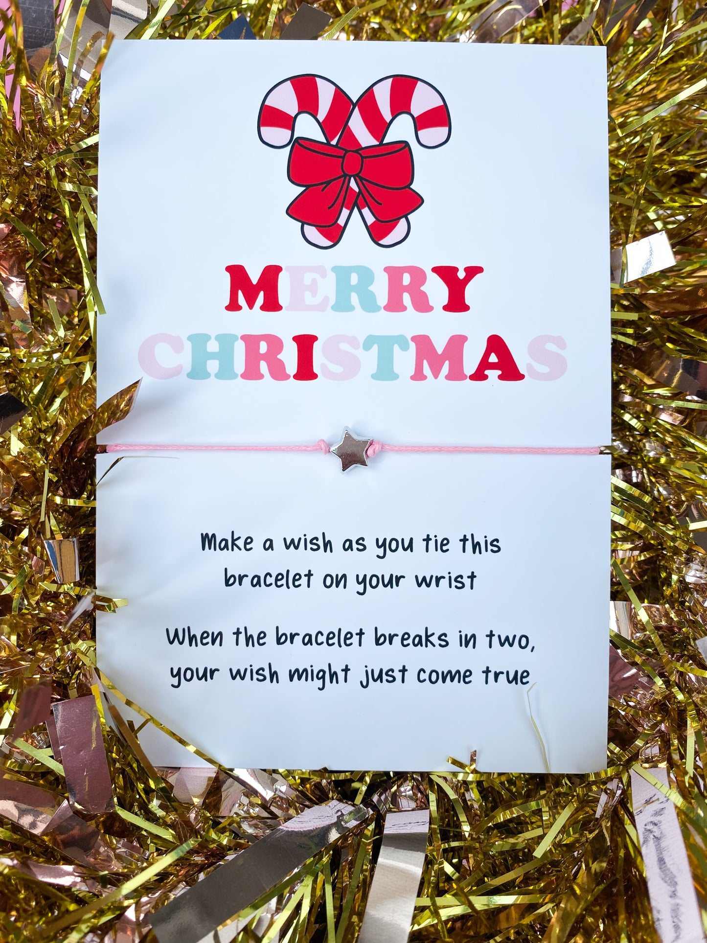 Merry Christmas Candy Cane wishes Wish Bracelet