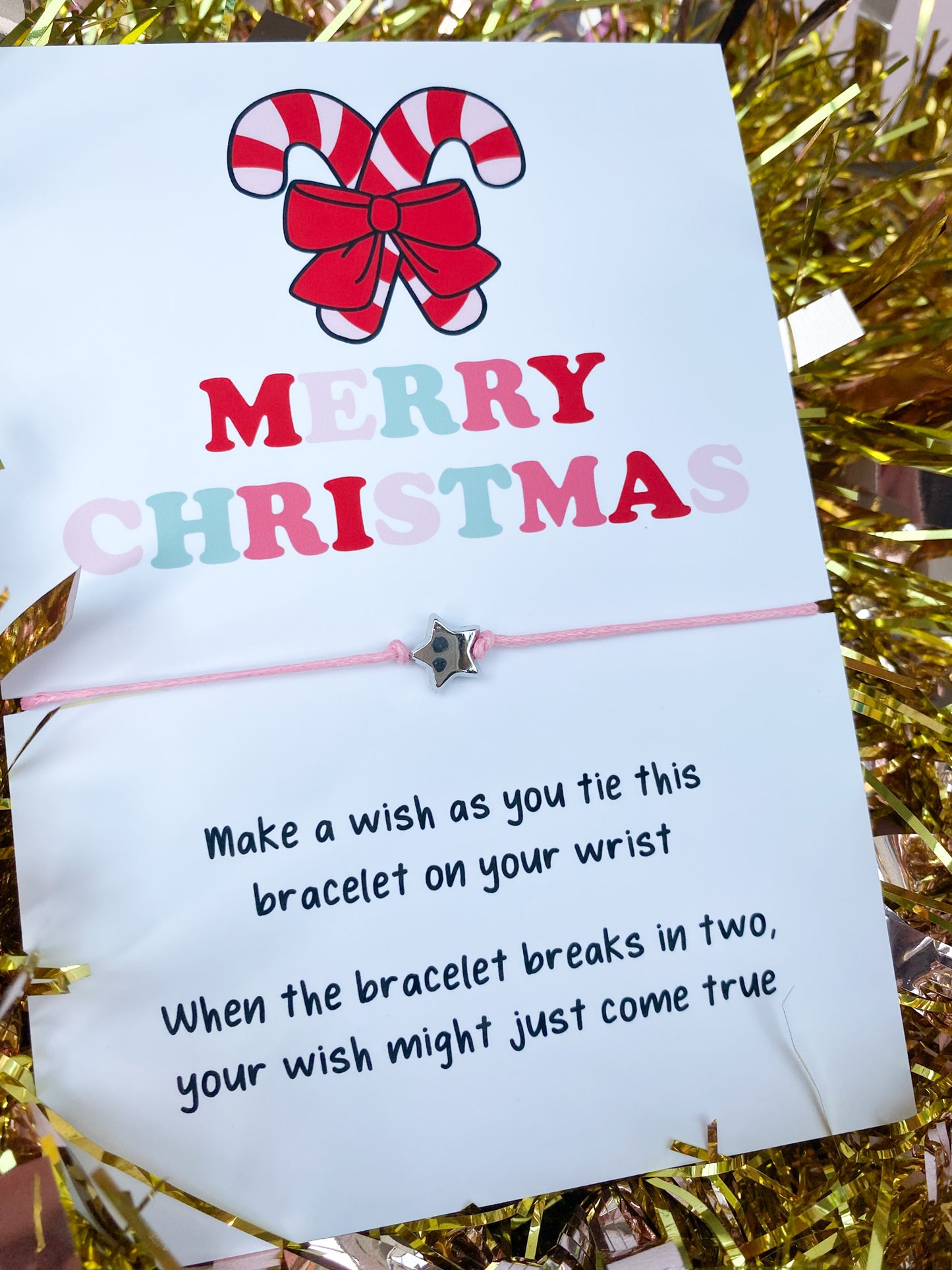 Merry Christmas Candy Cane wishes Wish Bracelet