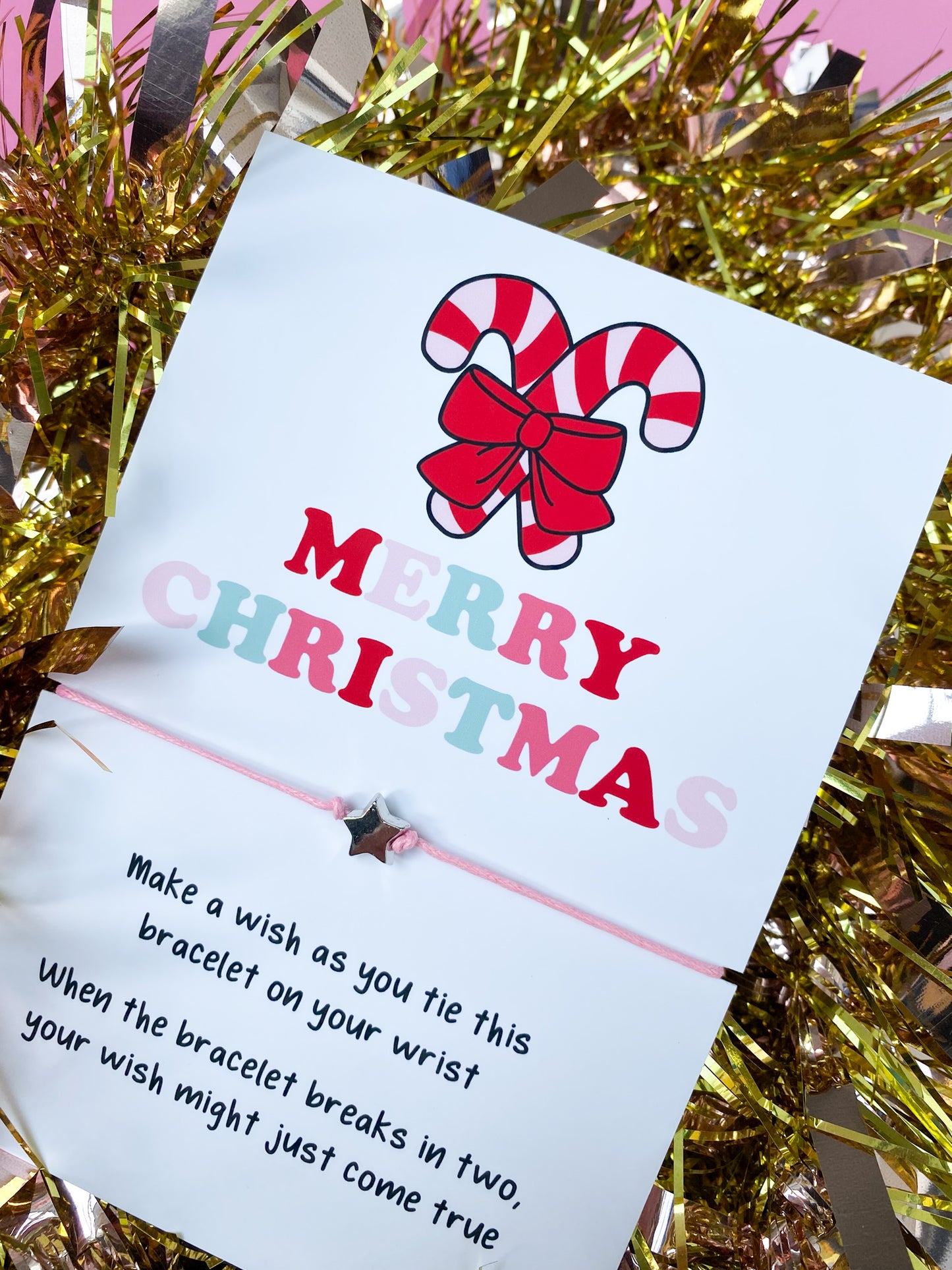 Merry Christmas Candy Cane wishes Wish Bracelet