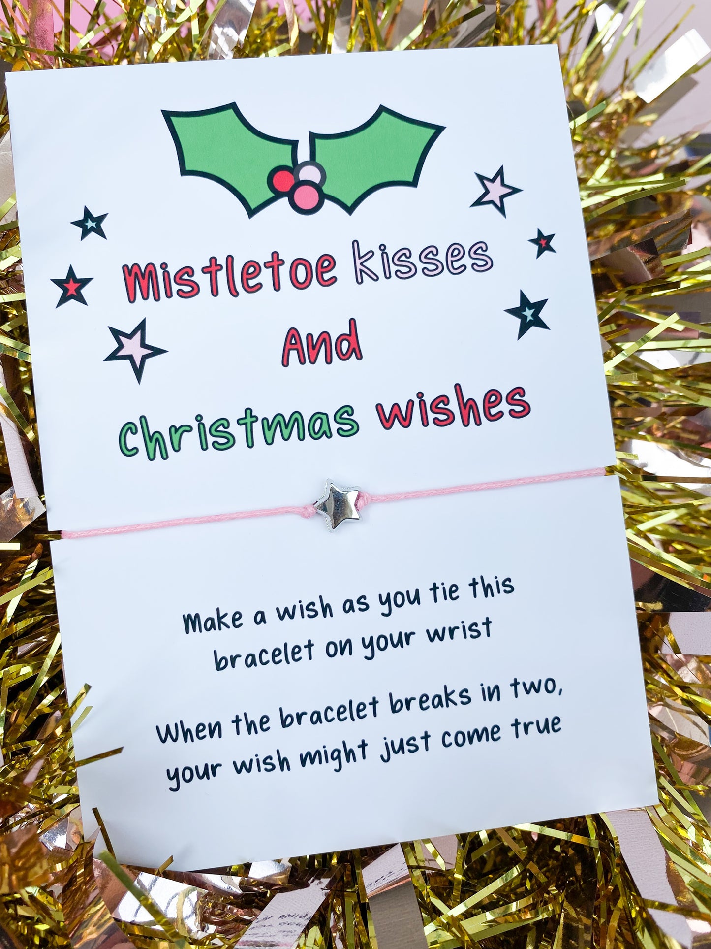 Mistletoe kisses and Christmas wishes Wish Bracelet | wish string bracelet