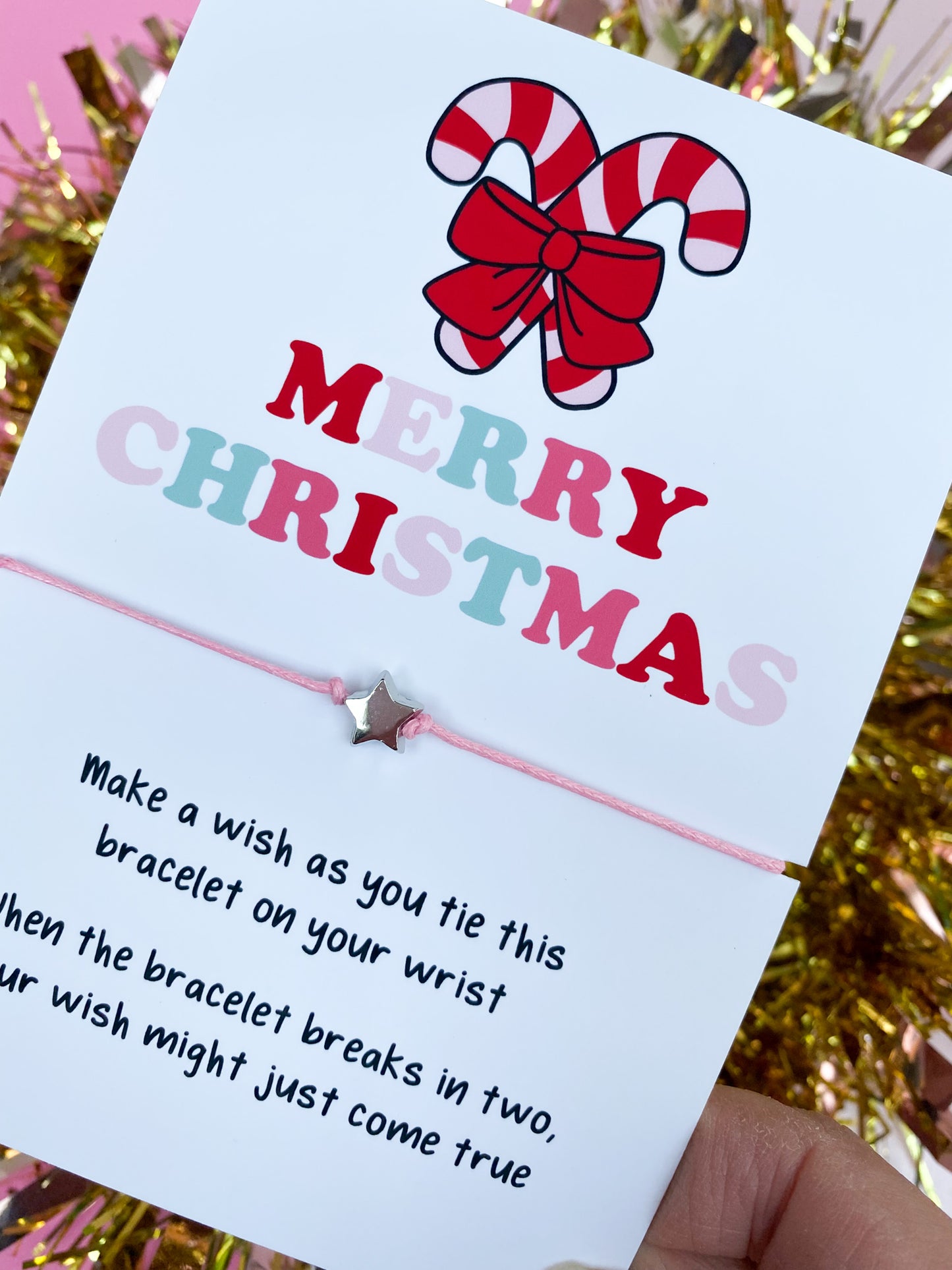 Merry Christmas Candy Cane wishes Wish Bracelet