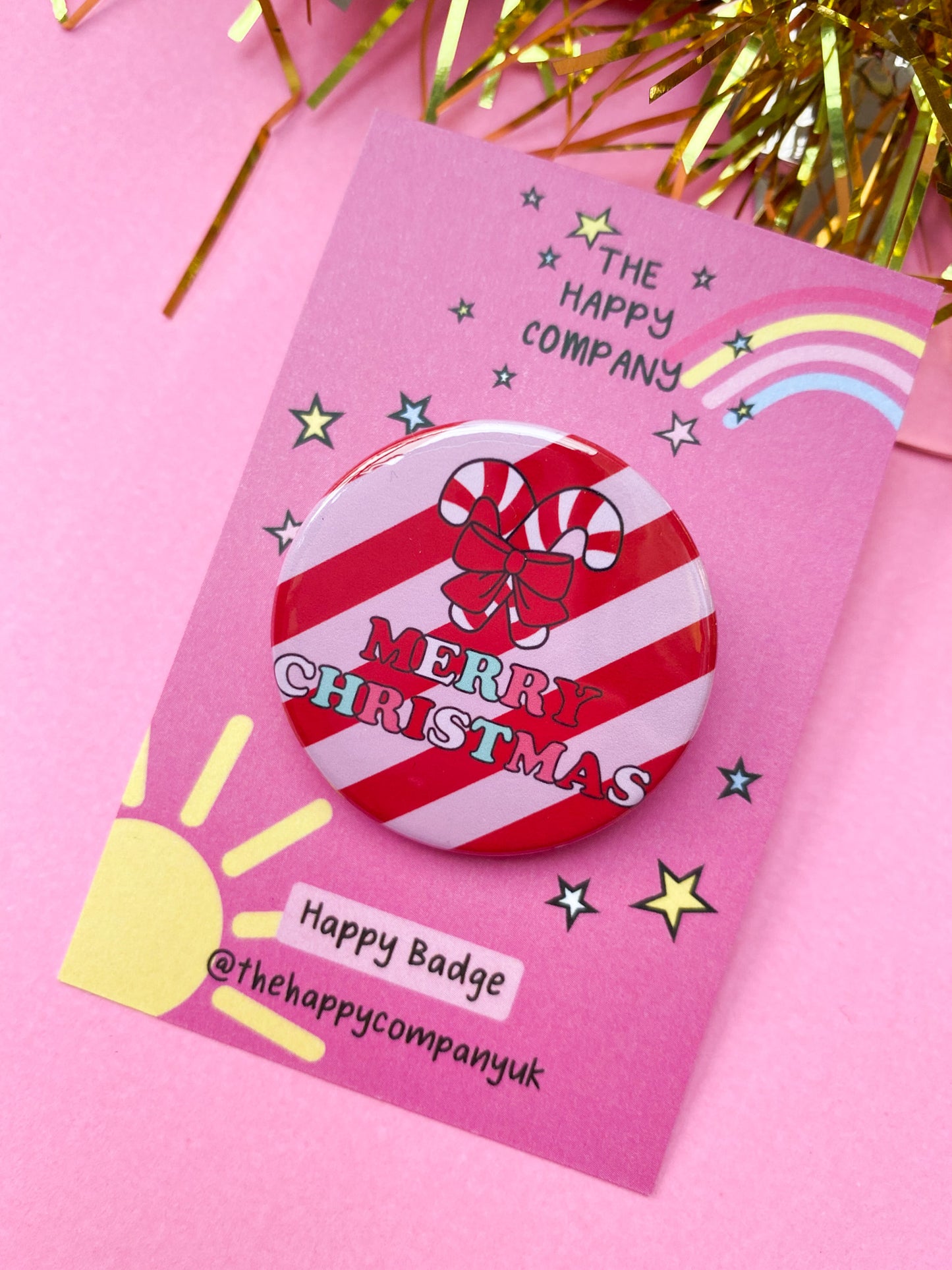 Merry Christmas Candy Cane Pin Badge