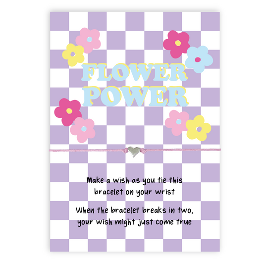 Flower Power Lilac Check Wish Bracelet