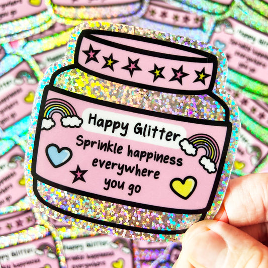 Happy Glitter Sticker