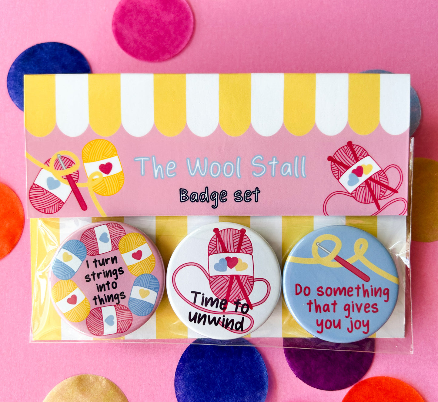 The Wool Stall Affirmation Pin Badge Set