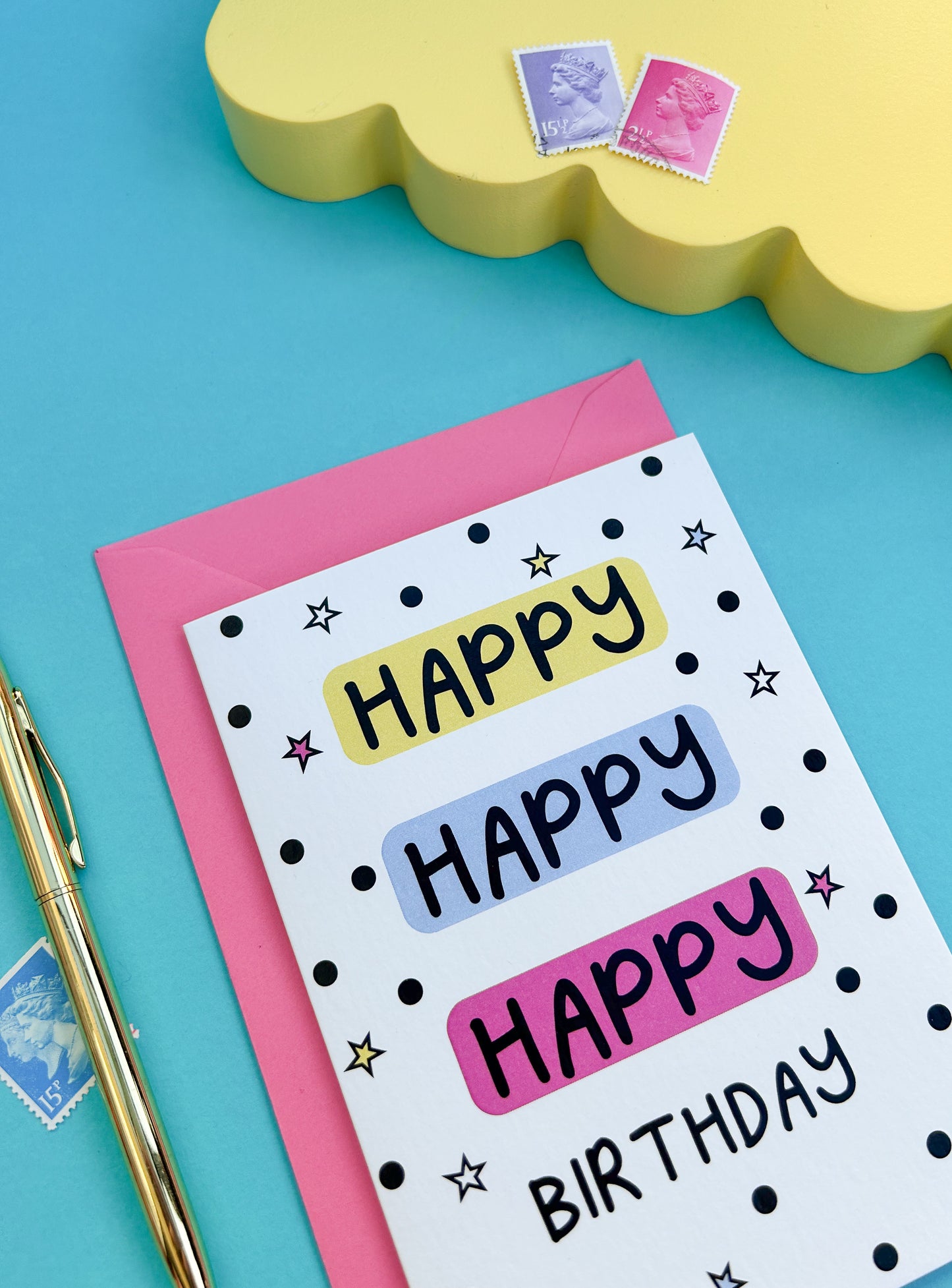 Happy Birthday Card - Multi Coloured Card