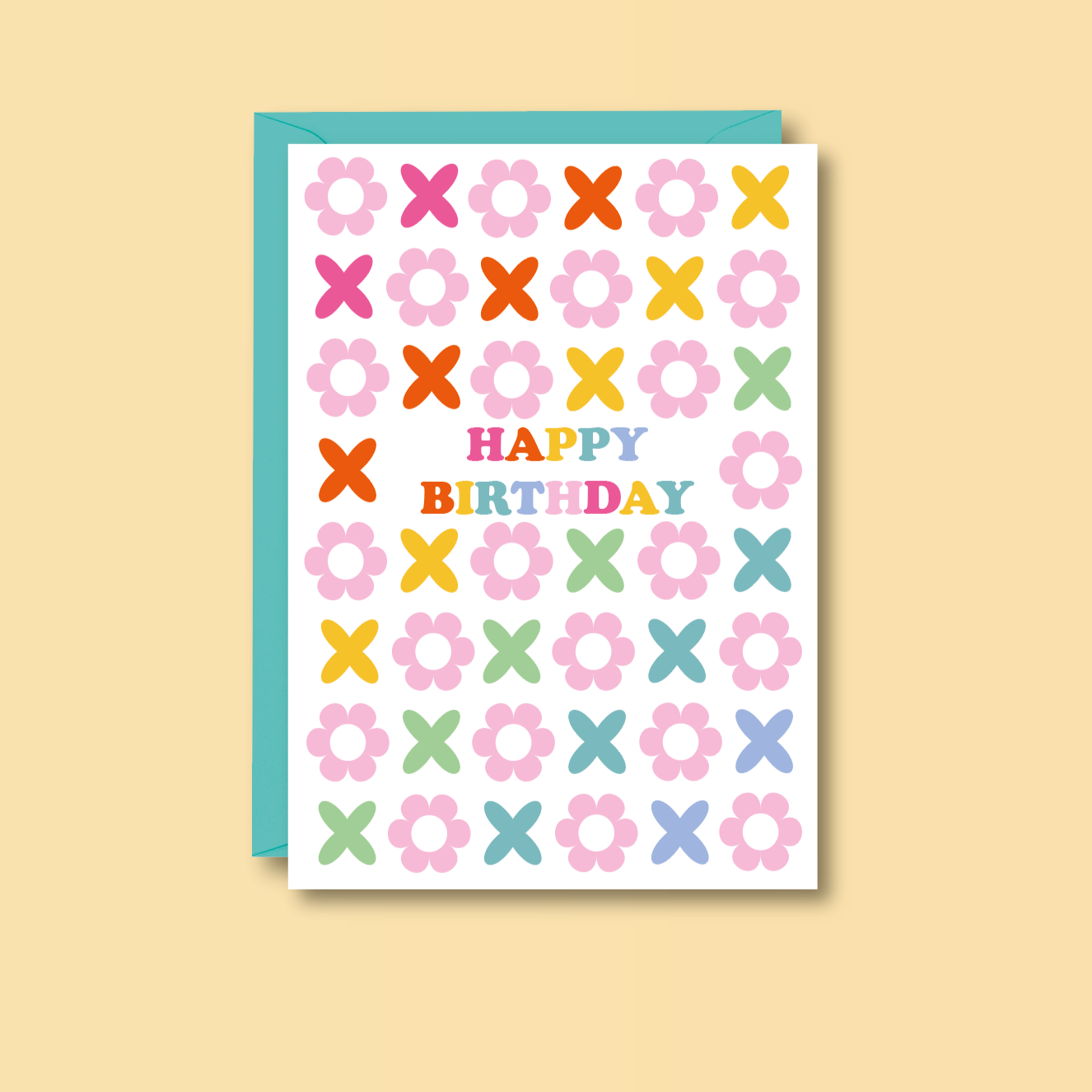 Happy Birthday Card 60's Pattern