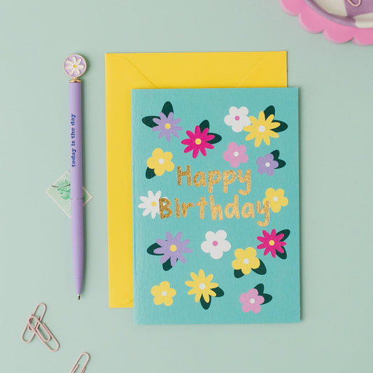 Floral Gold Foil Birthday Card