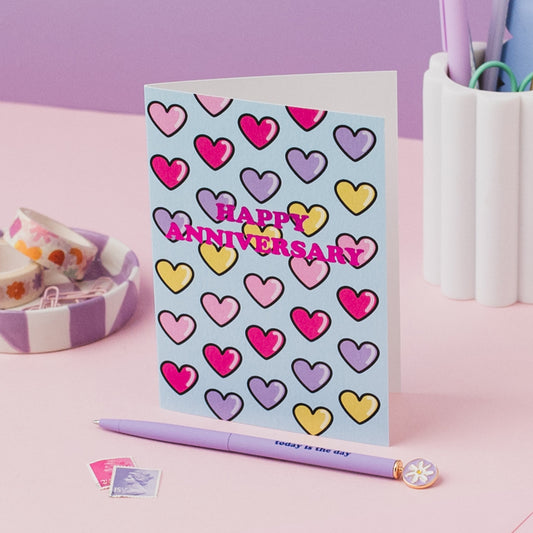 Colourful Heart Anniversary Card