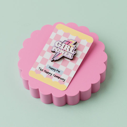 Girl Power Wooden Pin Badge