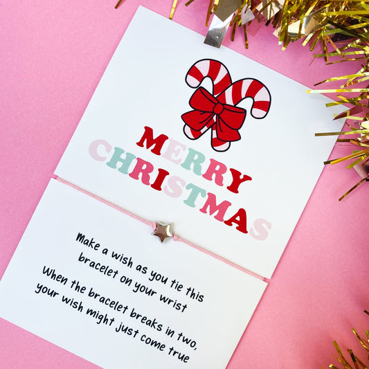 Merry Christmas Candy Cane wishes Wish Bracelet