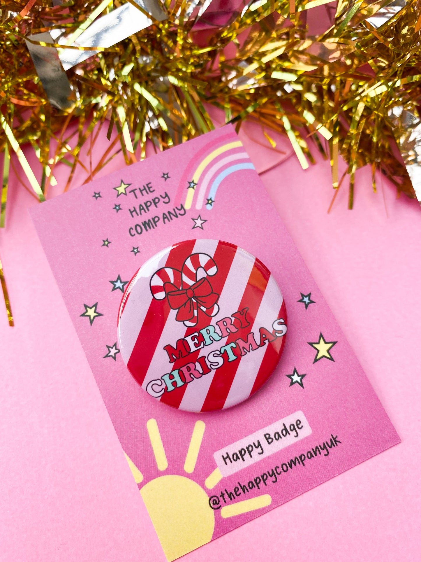 Merry Christmas Candy Cane Pin Badge
