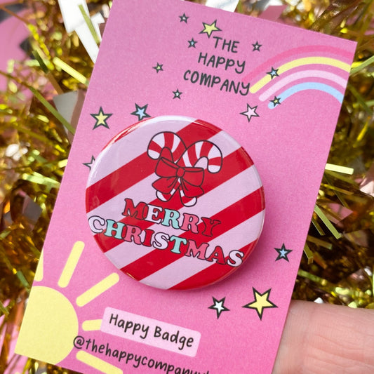 Merry Christmas Candy Cane Pin Badge