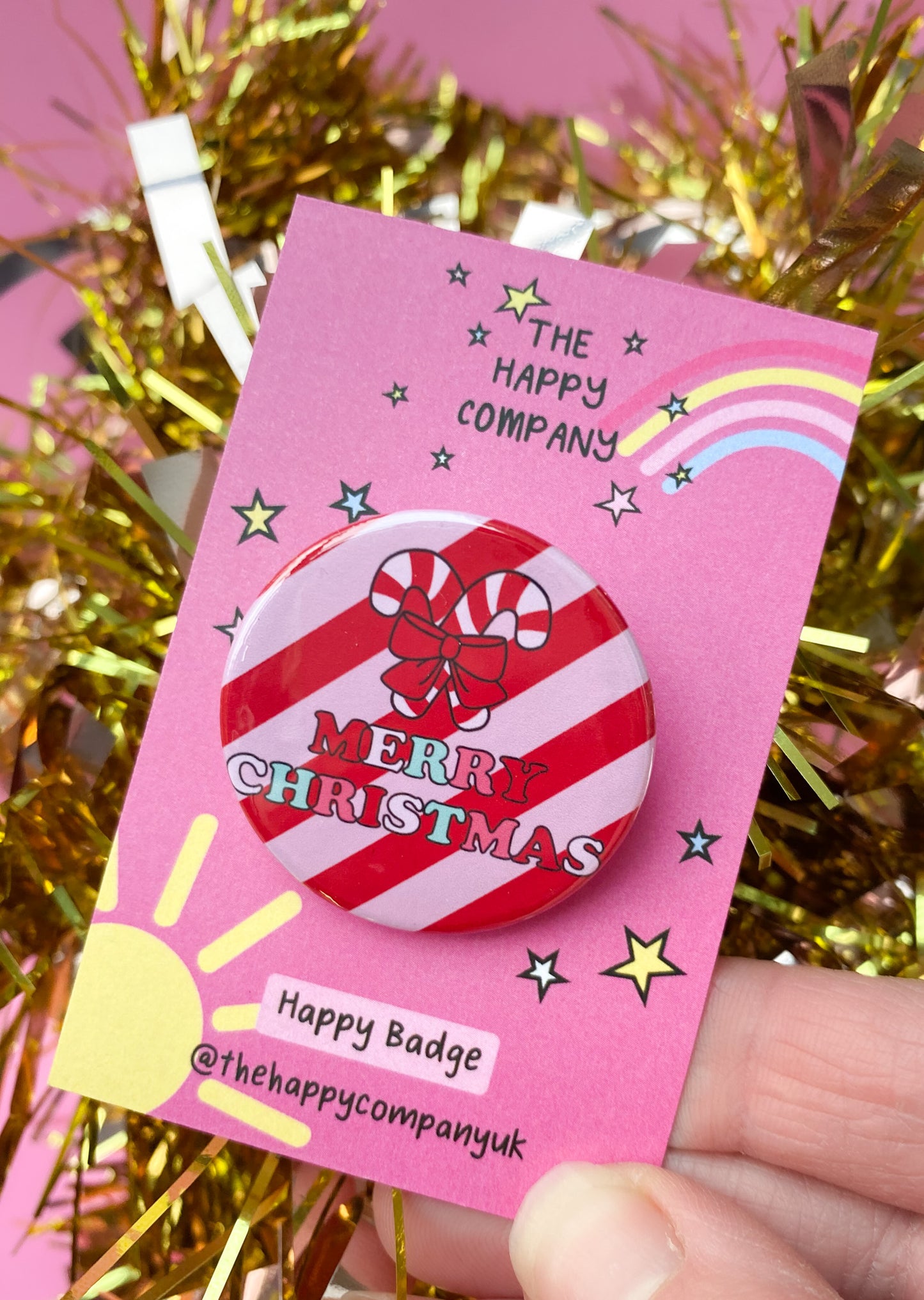 Merry Christmas Candy Cane Pin Badge