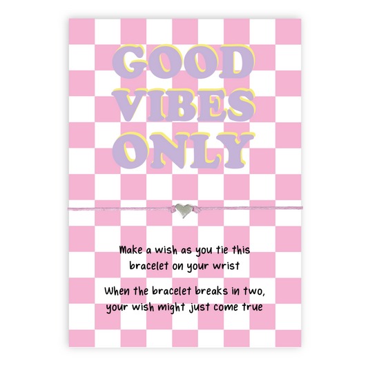 Good Vibes Only Pink Check Wish Bracelet