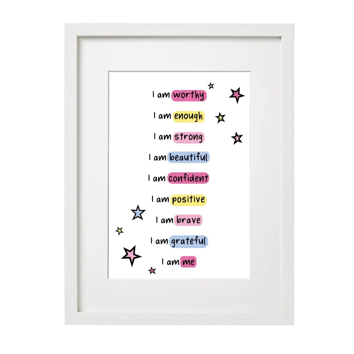 Affirmations Self Confidence Quotes Wall Art Print