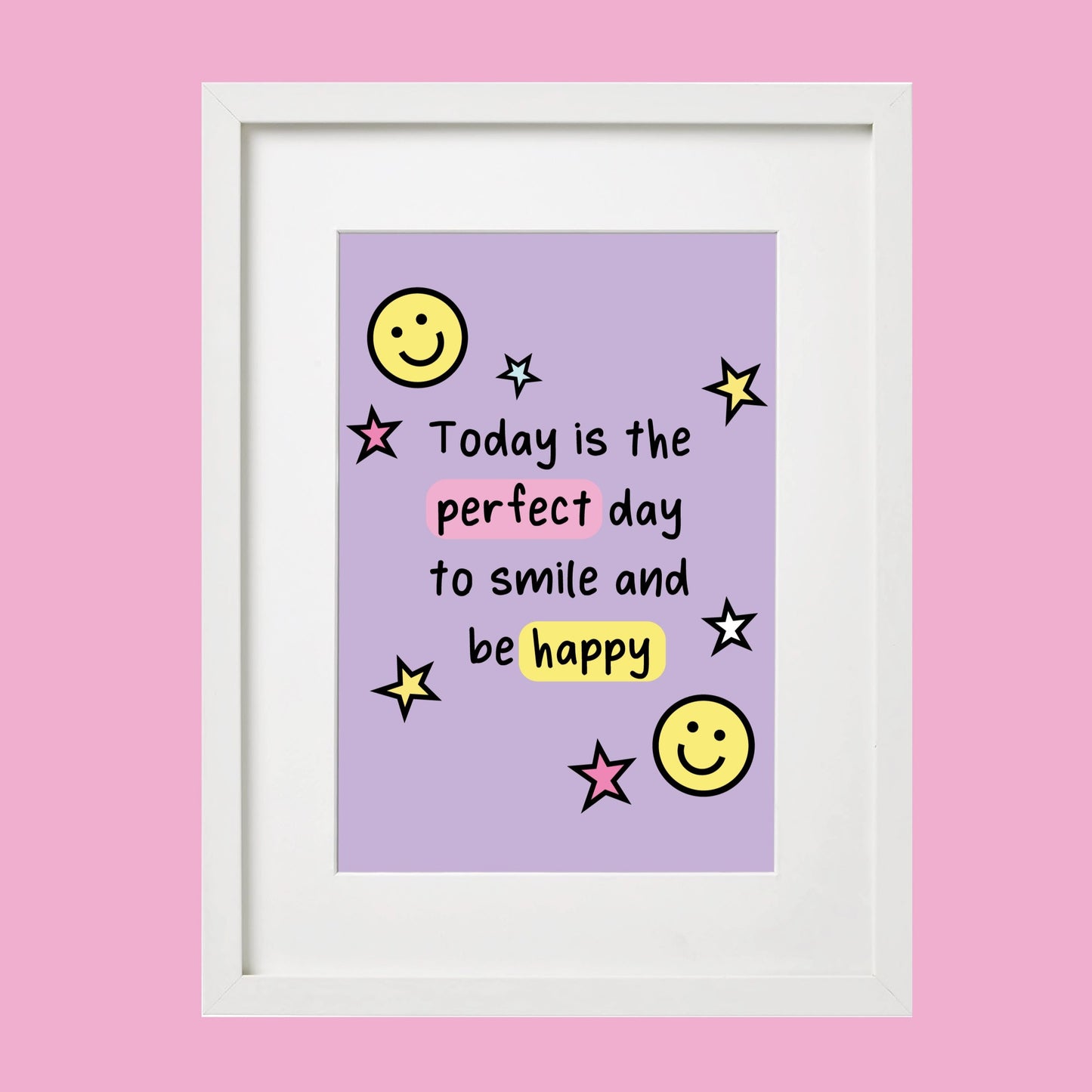 Smile and Happy Positive affirmation Wall Art